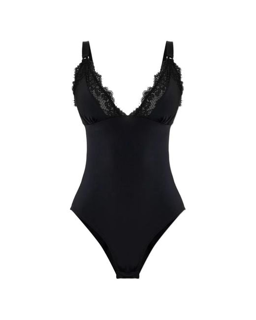Heist Black The Bridget Lace-Trim Bodysuit
