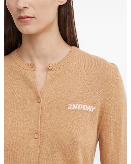 Day Birger et Mikkelsen Natural Logo-Intarsia Cardigan