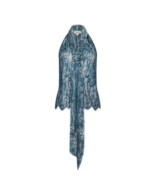 L'Agence Blue Reece Laced Blouse
