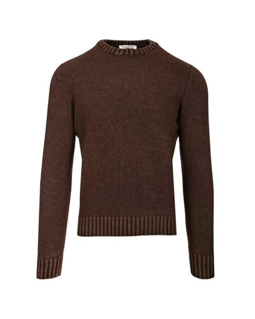 Al Duca D'aosta Brown Crew-Neck Ribbed-Trim Sweater for men