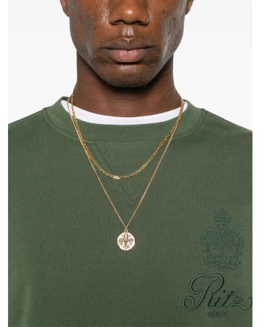 FRAME Green Embroidered-Logo Sweatshirt