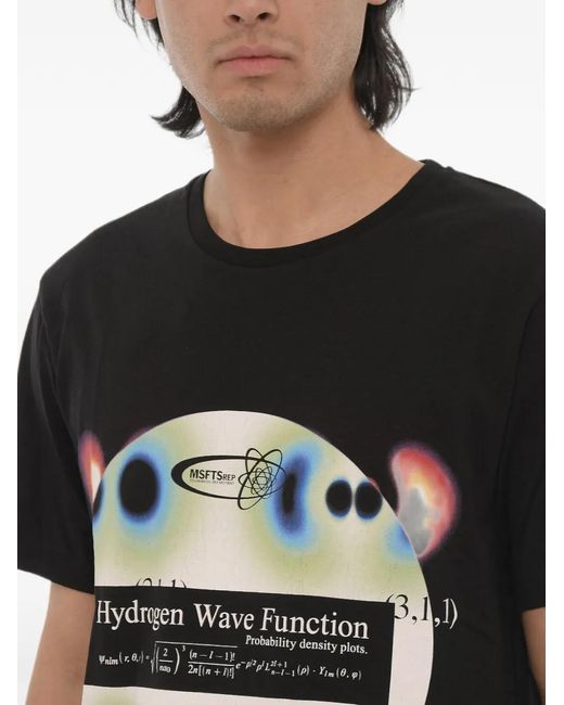 Msftsrep Black Graphic-Print Cotton T-Shirt for men
