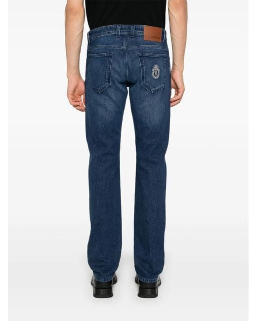 Billionaire Blue Logo-Patch Jeans for men