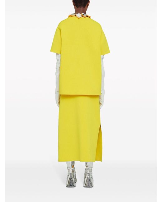 Jil Sander Yellow A-line Midi Skirt