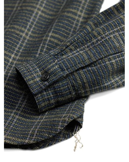 RRL Gray Checked Long-Sleeved Shirt for men
