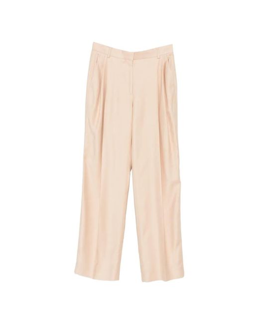 Stella McCartney White Pleated Wide-Leg Trousers