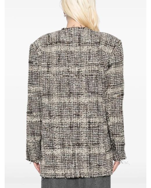 JNBY Gray V-Neck Tweed Jacket