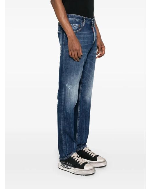 DSquared² Blue 642 Mid-Rise Straight-Leg Jeans for men