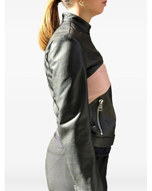 LA ROSE Black Zip Leather Jacket