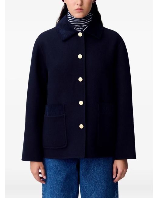 Claudie Pierlot Blue Short Wool Tailored Coat