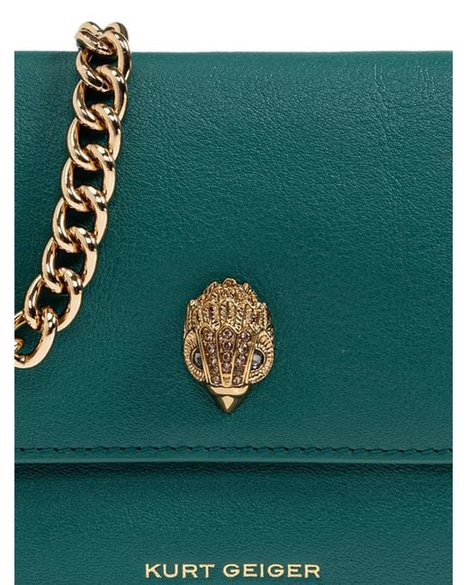 Kurt Geiger Green Sloane Leather Clutch Bag