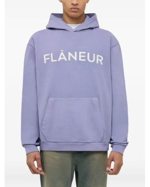 flâneur Blue Logo-Print Hoodie for men