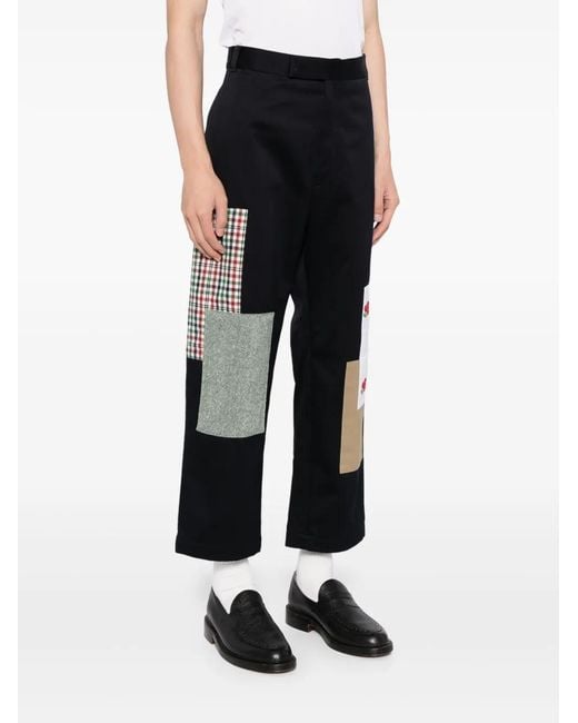 Thom Browne Black Patchwork Chino Trousers for men