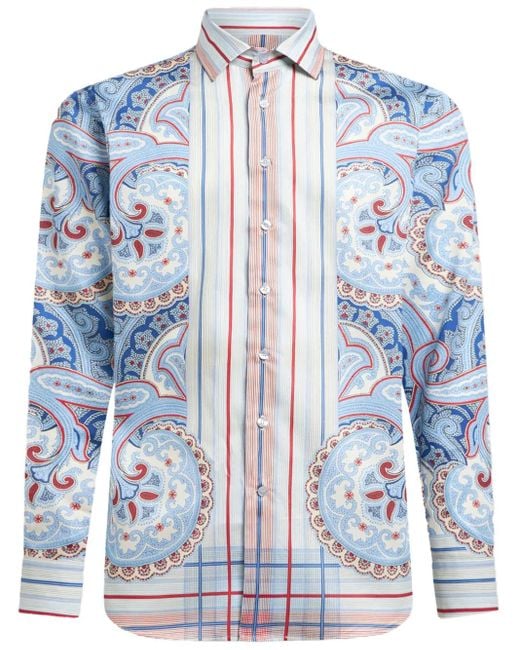 メンズ Etro ペイズリー シャツ Blue