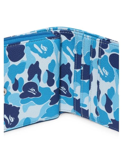 A Bathing Ape Blue Abc Camo Wallet for men