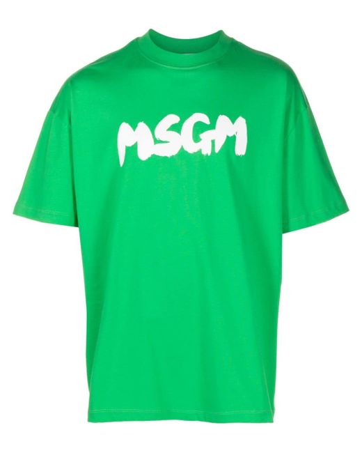 メンズ MSGM ロゴ Tシャツ Green