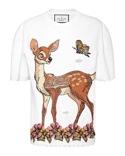 Philipp Plein White Fit Destroyed T-Shirt Fairy