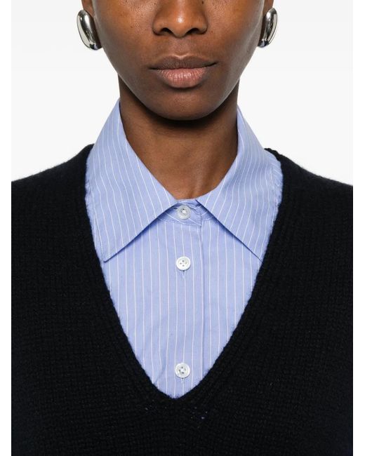 The Row Black Marte Ribbed-Knit Vest
