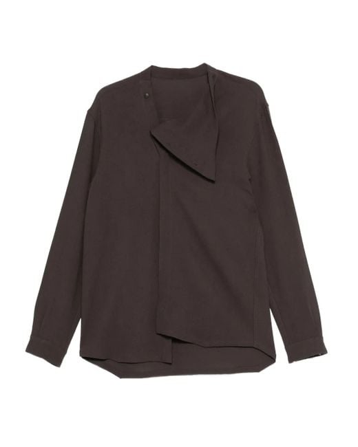 Rick Owens Gray Asymmetrical Overlap Cardigan for men
