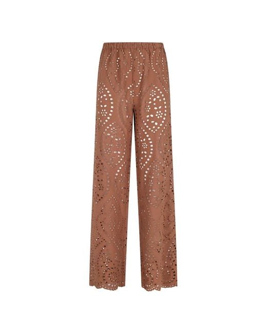 Mc2 Saint Barth Brown Inez Broderie Anglaise Palazzo Pants