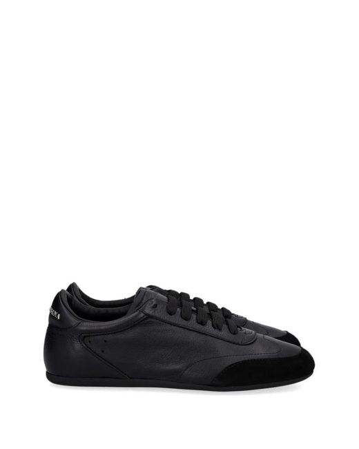 Dolce & Gabbana Black Suede-Panelled Leather Sneakers for men