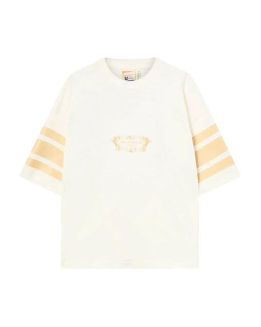メンズ Champion グラフィック ストライプスリーブ Tシャツ White