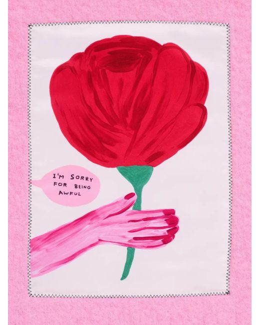 Marc Jacobs Pink Oh Rose Print Fringed Scarf