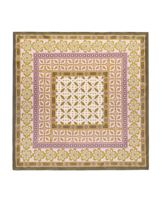 LaDoubleJ Metallic Floral-Print Silk Scarf