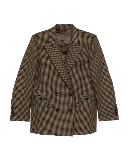 Blazé Milano Brown Houndstooth Double-Breasted Jacket