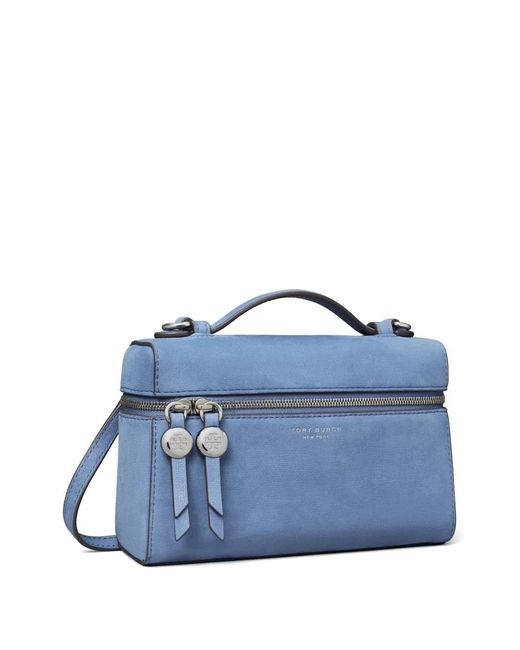 Tory Burch Blue Romy Nubuck Slim Top Handle