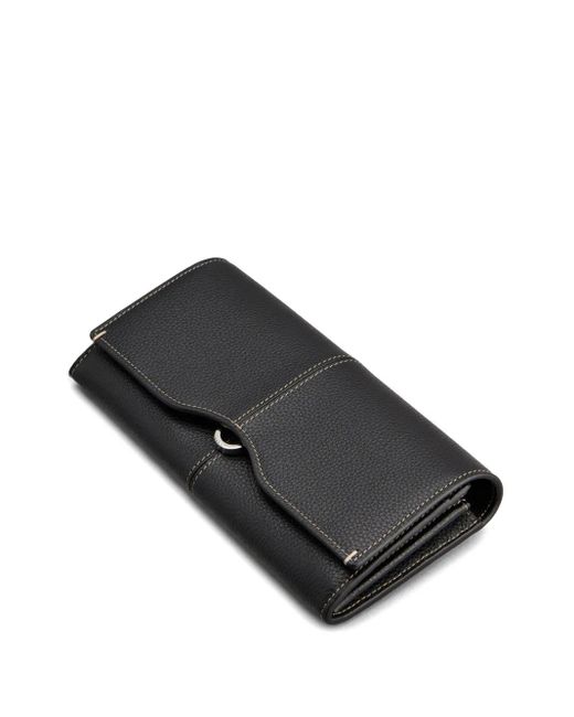 Tod's Black Leather Stitched Wallet