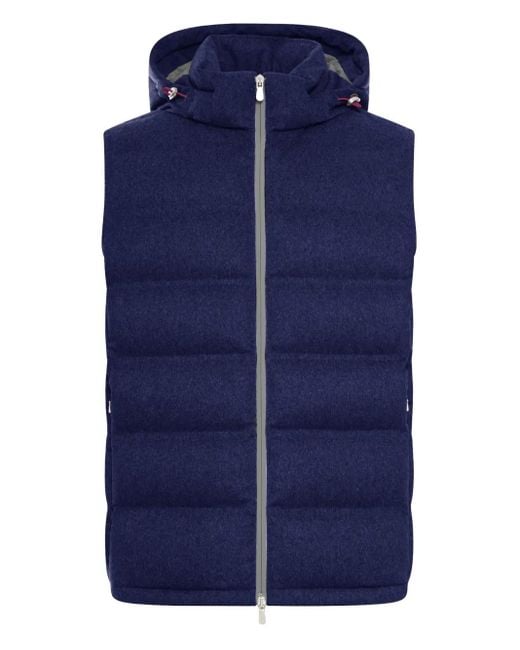 Brunello Cucinelli Blue Wool Zip-Up Gilet for men