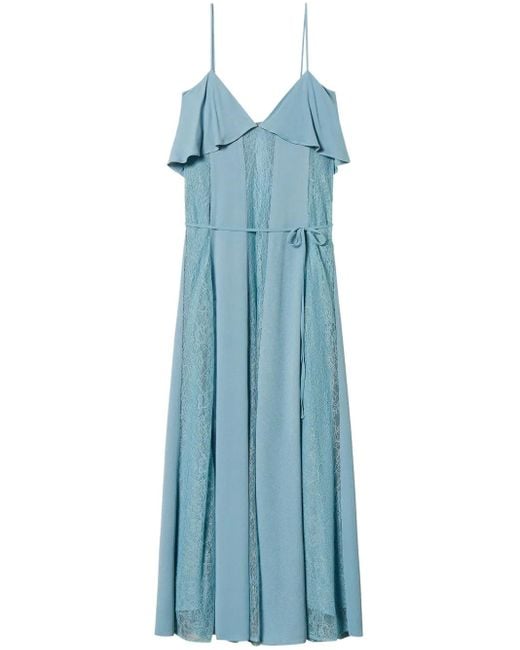 Twinset Blue Ruffled Lace Dress