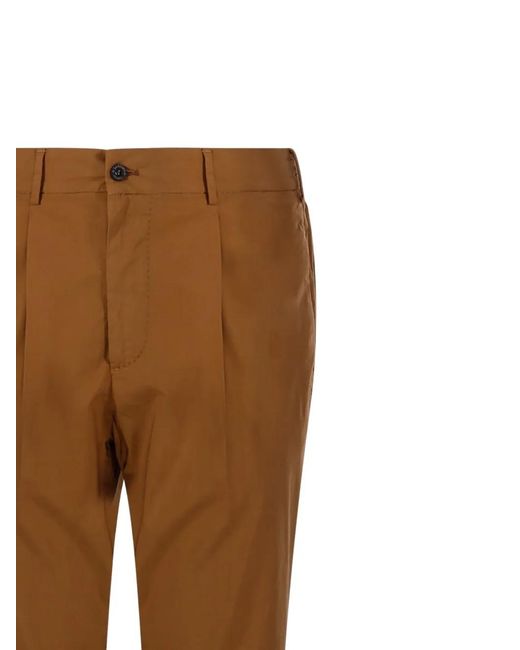 Santaniello Brown Pleated Elasticated-Waistband Trousers for men