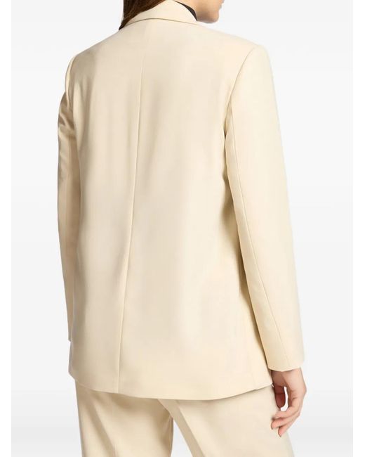 Elena Miro Natural Shawl-Lapel Open-Front Blazer