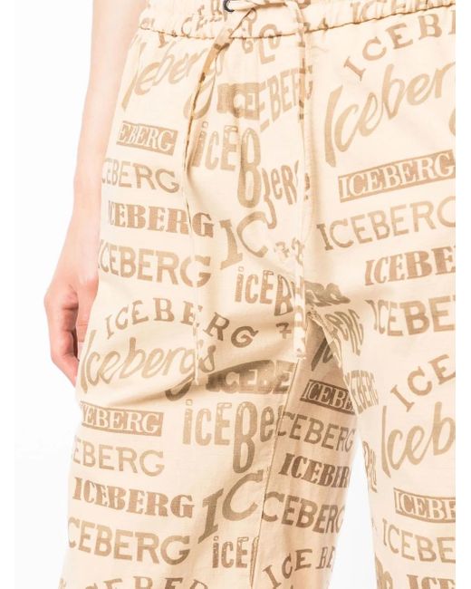 Iceberg Natural Logo-Print Deck Shorts for men