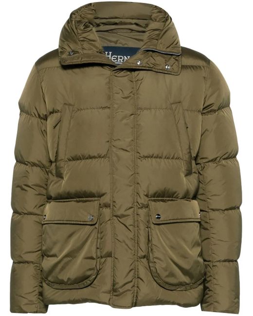 メンズ Herno フーデッド パデッドジャケット Green