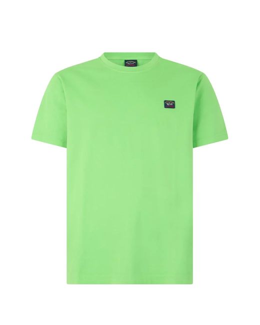 Paul & Shark Green Logo-Patch Short-Sleeve T-Shirt for men