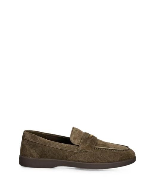 Michael Kors Brown Logo-Plaque Suede Loafers for men