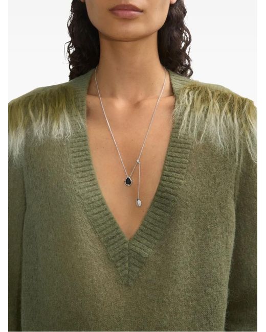 Burberry White Onyx-Shield Pendant Necklace