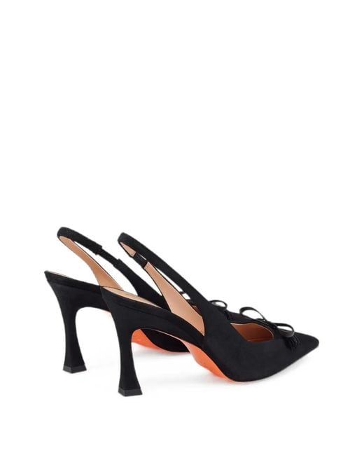 Santoni Black Adri Slingback Pumps