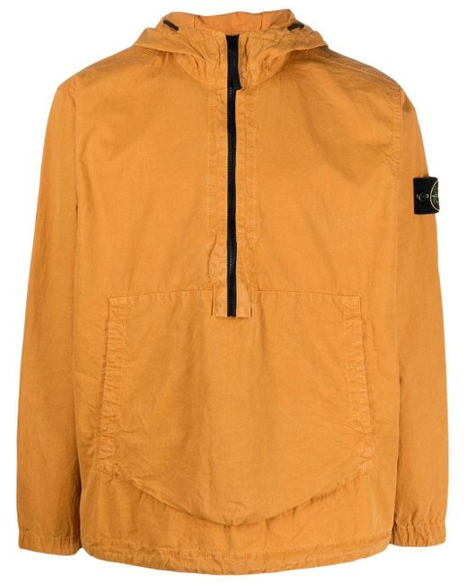 Stone Island Orange 103wn Hooded Cotton Overshirt for men