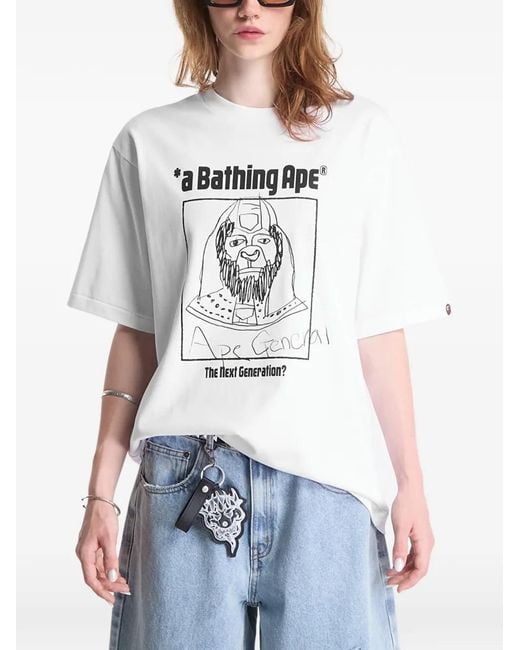 A Bathing Ape White Ape General Print T-Shirt