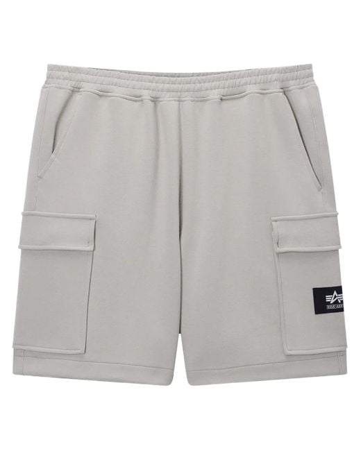 Izzue Gray Logo-Appliqué Cargo Shorts for men