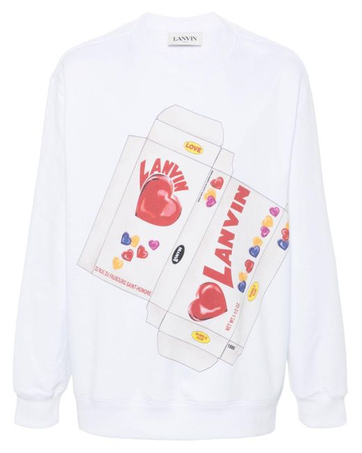 Lanvin White Graphic-print Cotton Sweatshirt for men