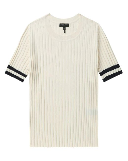 Rag & Bone White Rib-knit T-shirt