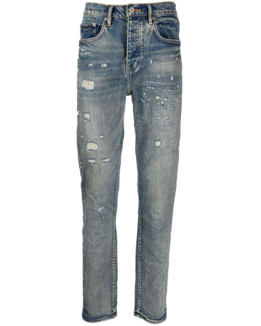 Purple Brand Distressed-effect Slim-fit Jeans in Blue for Men