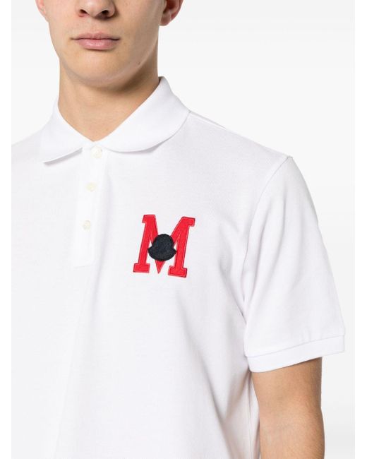 Moncler Poloshirt Met Geborduurd Logo in het White voor heren