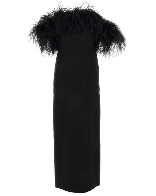 Valentino Garavani Black Crepe Couture Embroidered Midi Dress