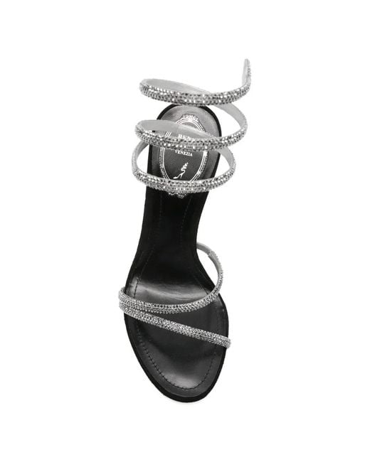 Rene Caovilla White Margot Crystal-Embellished Sandals